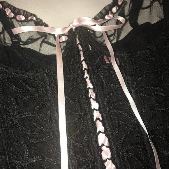 Agent Provocateur 34C Black Lace Corset garter lingerie